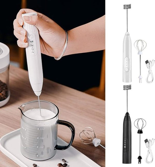 2 In 1 Electric Milk Frother Whisk Egg Beater Usb Rechargeable Coffee Blender Household Milk Shaker Mixer Foamer Food Blender