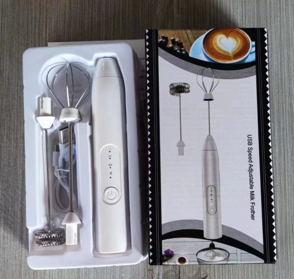 2 In 1 Electric Milk Frother Whisk Egg Beater Usb Rechargeable Coffee Blender Household Milk Shaker Mixer Foamer Food Blender
