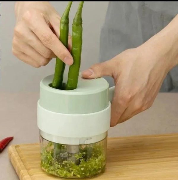 4 In 1 Handheld Electric Vegetable Cutter Wireless Food Processor For Garlic Pepper Chili Onion Celery Ginger Meat With Brush (random Color )
