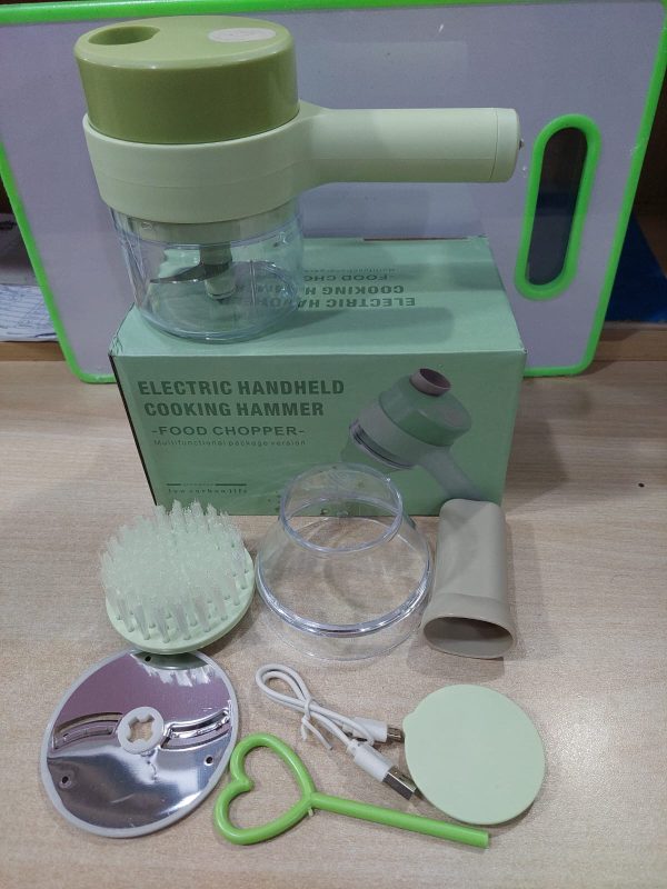 4 In 1 Handheld Electric Vegetable Cutter Wireless Food Processor For Garlic Pepper Chili Onion Celery Ginger Meat With Brush (random Color )