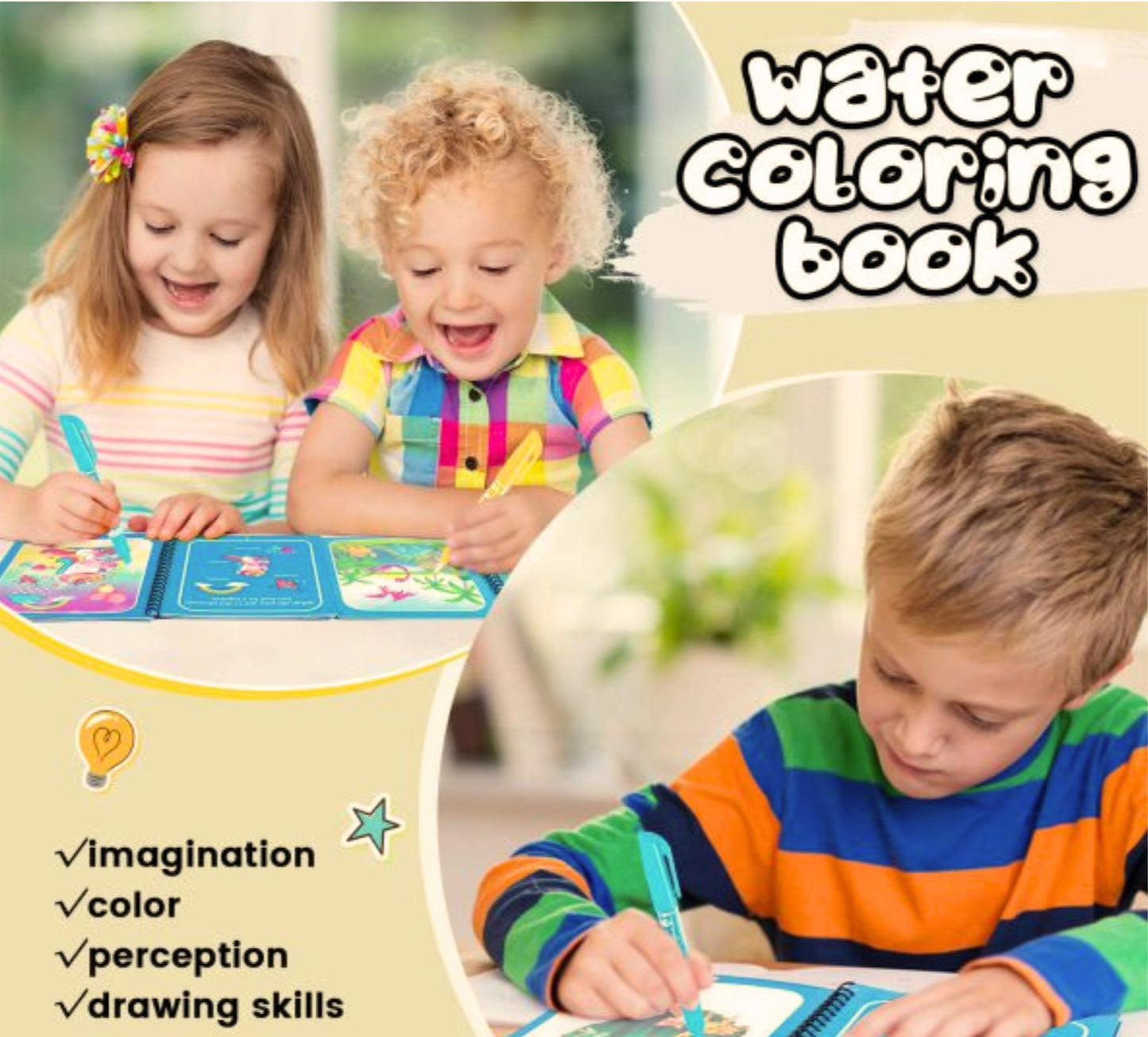 Combo Offer 3 in 1 :( LCD WRITING TABLET) + (WATER PAINTING BOOK) + (SANK MAGIC BOOK 4-PIECE  SET)